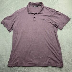 Travis Mathew Polo Mens XXL Purple Striped Short Sleeve Golf Shirt Performance